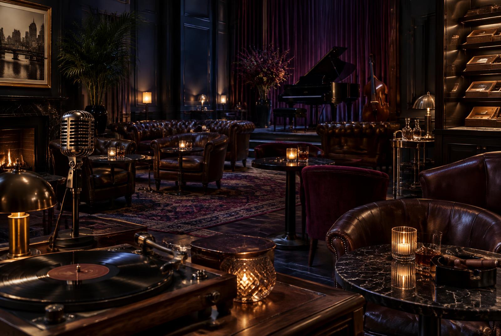 An intimate lounge arranged for a refined jazz event